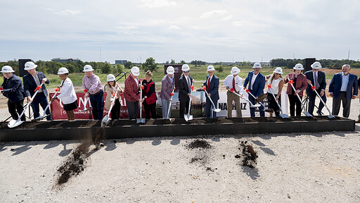 Members of UAMS, the UA and Marlon Blackwell Architects break ground at the site of the new UAMS Health Orthopaedics and Sports Performance Center