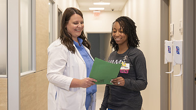 Two employees at the UAMS Women's Center