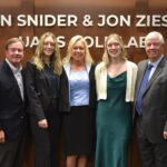 From left, C. Lowry Barnes, M.D.; Jordyn Zieske, daughter of the late Jon Zieske; Lisa Zieske, widow of Don Zieske; Leah Zieske, daughter of Jon Zieske; and Dan Snider.