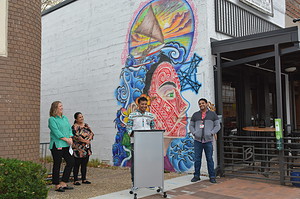 Unveiling of a Marshallese art mural in downtown Springdale