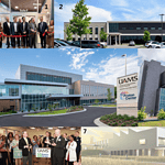 In 2023, UAMS celebrated several openings of new facilities as well as broke ground on new construction. Starting top left, they were: 1 - Urology Center in Premier Medical Plaza; 2 - Orthopaedic & Spine Clinic in North Little Rock; 3 - new Radiation Oncology Center; 4 - Proton Center; 5 - The Orthopaedic & Spine Hospital; 6 - Cancer clinic and infusion center at Baptist Health Medical Center-Little Rock; 7 - Orthopaedics & Sports Performance Center in Springdale (concept art); and 8 Milk Bank.