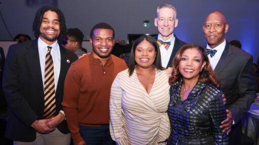 Gloria Richard-Davis (front right), M.D., MBA, stands with UAMS students and employees during Just Communities of Arkansas’ 59th annual Humanitarian Awards Celebration.