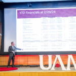 During his State of the University Address, Chancellor Cam Patterson points to the bottom-line numbers in the year-to-date (Feb. 29) financial outcomes for fiscal year 2024.