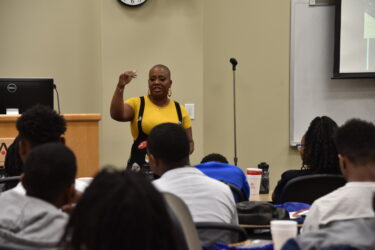 K. Renee Horton, a physicist and space launch system quality engineer for NASA, talks to students about her career path and encourages them to find their own.