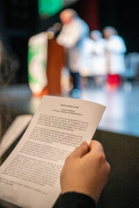 Students led by James Graham, M.D., executive associate dean for academic affairs,, recite the medical student oath.