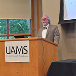 Jeffrey Clothier, M.D., medical director of the UAMS Psychiatric Research Institute, gives the keynote address at the UAMS neurodiversity conference