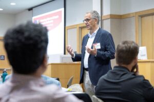 Neal Halfon, M.D., MPH, speaks to attendees of the Advancing Arkansas Lifespan Research Conference.