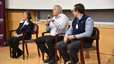 Donald Bodenner, director of the UAMS Thyroid Cancer Clinic and chief of endocrine oncology, speaks during a panel discussion that also featured Jeanne Wei, executive director of the Institute on Aging and chair of the Department of Geriatrics, and Christopher Johnson, assistant professor in the Department of Pharmacy Practice.