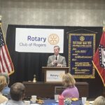 Cam Patterson speaking to Rogers Rotary