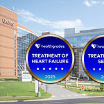 Image of UAMS with the images of the two awards superimposed over the image.