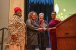 The Olly Neal Community Health Center, represented by (l-r) LaFay Broadway and Cassandra Franklin, received the Research Partner of the Year Award. Laura James, M.D., TRI director, and Tiffany Haynes, Ph.D., director of TRI’s Community Engagement Core, presented the award.