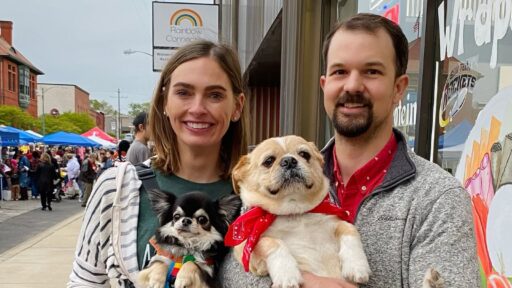 Lauren and Bobby Glaze with dogs Jeri (left) and Baxter (right)