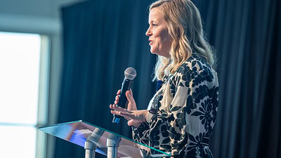 Krista Langston, UAMS Institute for Community Health Innovation, speaks at the Northwest Arkansas Health Summit