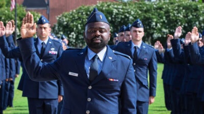 Lucien Vinyeng, a second lieutenant in the U.S. Air Force and a graduate of UAMS.