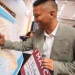 UAMS College of Medicine Class of 2026 Class President Jared Cononigo marks Stanford, California, on the map after he matched in pediatrics at Stanford Health Care.