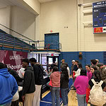Students gather around tables to learn about health careers Feb. 23 during the REACH Delta event at Monticello High School.