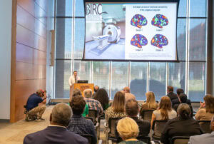 Andrew James, Ph.D., director of the Helen L. Porter and James T. Dyke Brain Imaging Research Center, explains how precise functional MRI brain imaging is used with the SAINT® neuromodulation system.