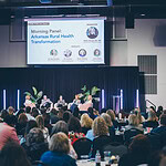 Members of a panel discuss rural health at the Northwest Arkansas Health Summit at the Fayetteville Town Center