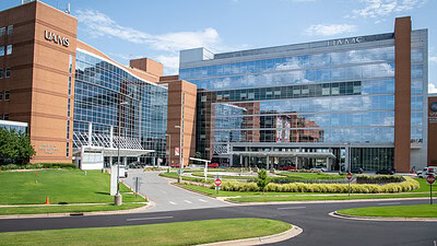 The front of the UAMS Medical Center is shown in this photo.