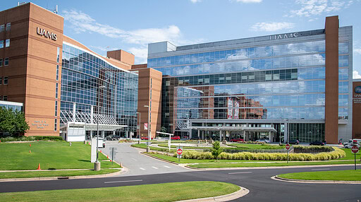 The front of the UAMS Medical Center is shown in this photo.