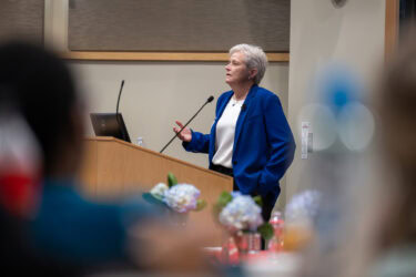 Nancy Glass, associate director of the Johns Hopkins Center for Global Health, gives a keynote address about how community and professional partnerships have anchored her research on violence against women and girls.