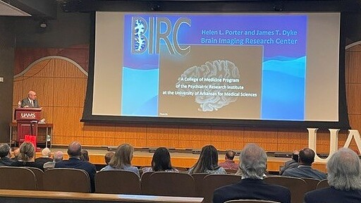 <p>Lee Archer, M.D., shares ongoing neurological research projects with the audience.</p>
<div><a class="more" href="https://news.uams.edu/2026/05/21/uams-neurologist-lee-archer-m-d-honored-for-40-years-of-care-and-research/archer1/">Read more</a></div>