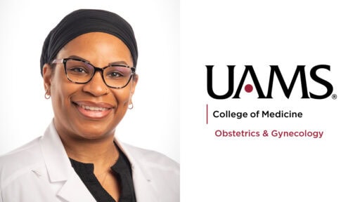 white-coat portrait with UAMS logo