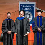 Aric Anloague, Jesus Delgado-Calle, Ph.D., and Graduate School Dean Sean Taverna, Ph.D.,