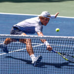 A player lunges for the ball during a previous UAMS Health Little Rock Open tennis tournament.