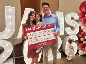 Lemuel Reber, M.D., a UAMS College of Medicine graduate, celebrates his match with the UAMS South family medicine residency in May.