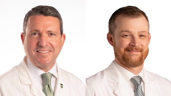 John Spollen, M.D., (left) and Leslie Stone, M.D., MPH
