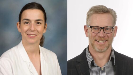 Nahed O. ElHassan is a woman with dark hair, and Bradley Martin is a man with short hair and wearing glasses.