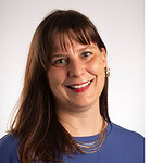 Tiffany Weinkopff, Ph.D., with UAMS logo