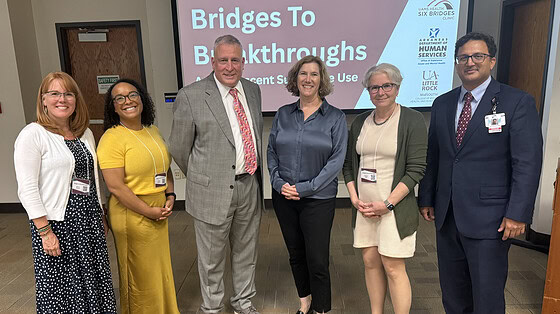 The first day of the Bridges to Breakthroughs summit included presentations by (left to right) Alison Orford, Renée Watson, Michael Mancino, Laura Dunn, Sharon Levy, and Srinivasa Gokarakonda.
