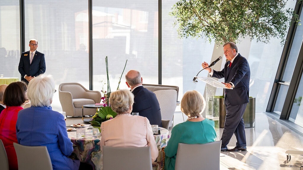 <p>UAMS Chancellor C. Lowry Barnes, M.D., addresses donors at the Society of the Double Helix reception.</p>
<div><a class="more" href="https://news.uams.edu/2026/08/05/uams-sets-fundraising-record-with-44-million-raised-in-fiscal-year-2026/society-of-double-helix-reception-04162026-dsc_3960/">Read more</a></div>