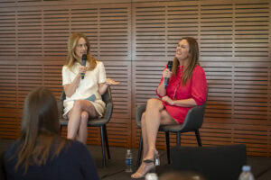 Olivia Walton, founder of Healthy Moms Healthy Babies America, has a "fireside chat" with Gov. Sarah Huckabee Sanders on efforts to improve maternal and infant health in Arkansas.