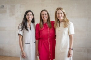 Nirvana Manning, M.D., Gov. Sarah Huckabee Sanders and Olivia Walton stop briefly for a photo.