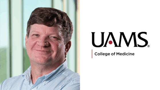Portrait of William McClain with UAMS logo