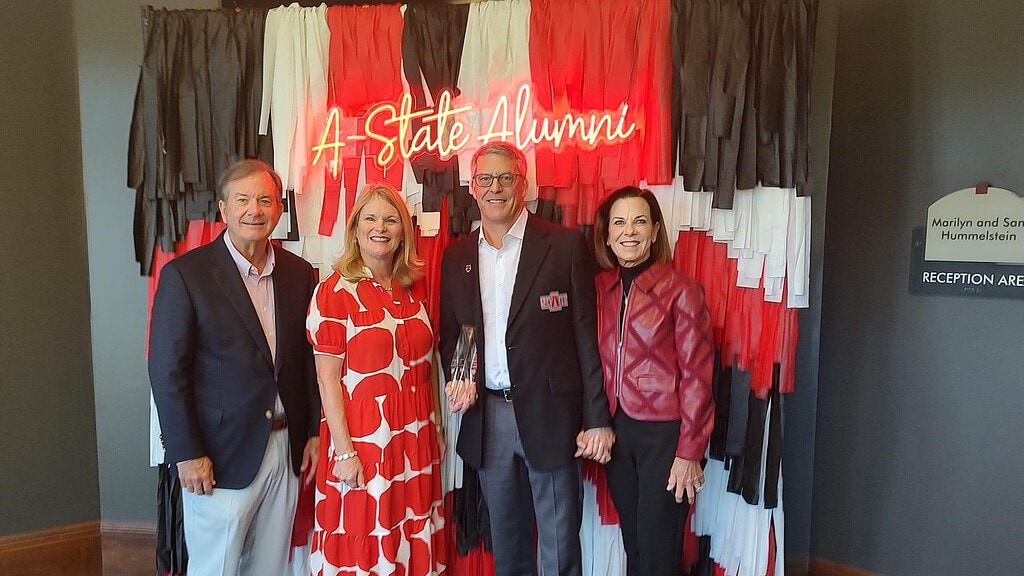 <p>Tim Langford, M.D., and his wife, Terri, on the right, with UAMS Chancellor C. Lowry Barnes, M.D., and his wife, Tanya, after the ceremony.</p>
<div><a class="more" href="https://news.uams.edu/2026/10/26/timothy-langford-m-d-receives-distinguished-alumni-honor-from-arkansas-state/1000014505-003/">Read more</a></div>