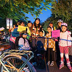 Students and parents get ready to participate in the annual Walk and Roll event in Springdale that encourages kids to walk or ride their bikes to school.